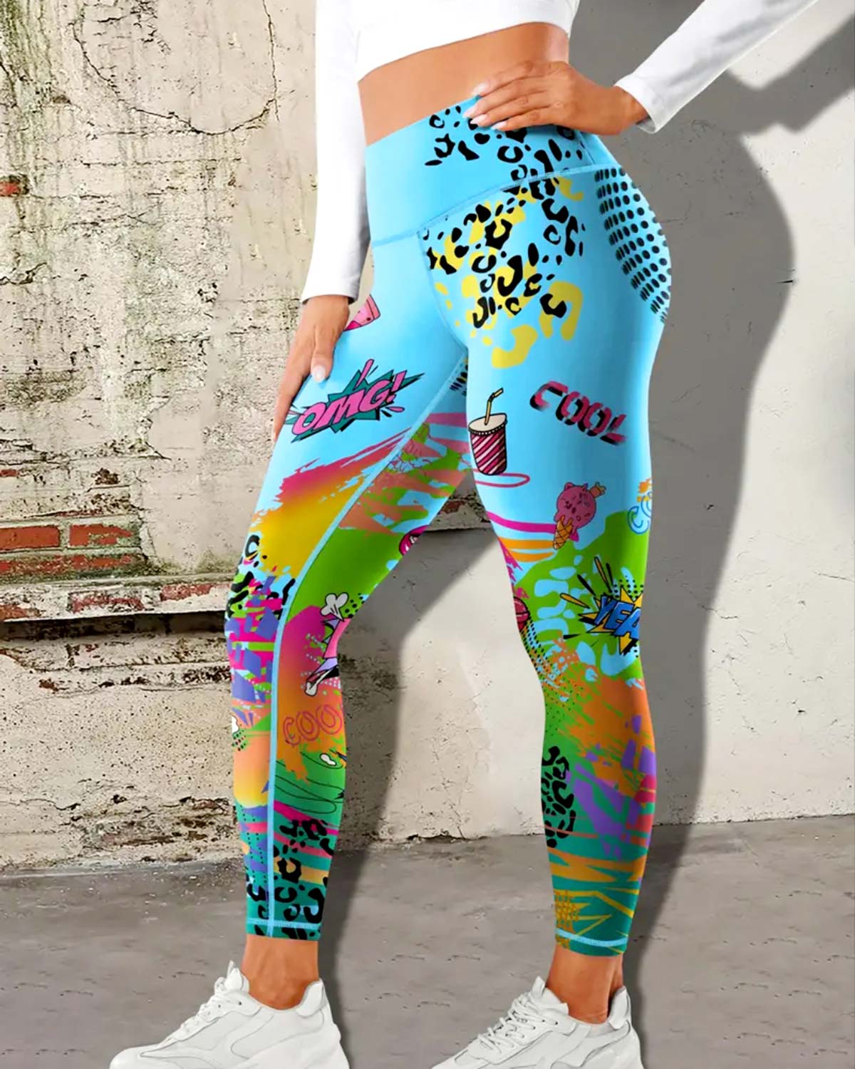 Retro Crush Leggings - Cyan