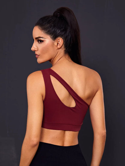 Harriet Single Strap Seamless Yoga Top - Cherry Red