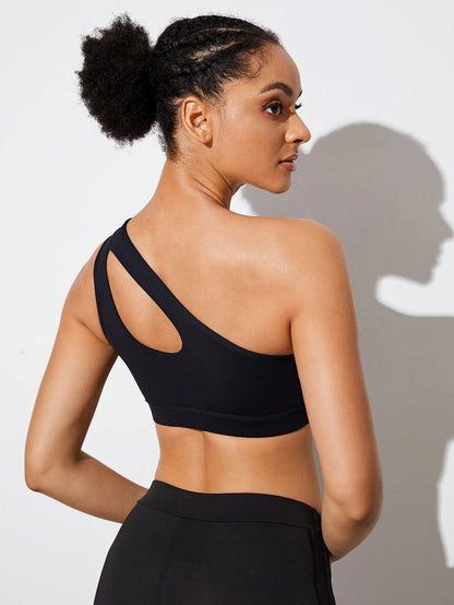 Harriet Single Strap Seamless Yoga Top - Black