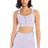 Adjustable Cropped Zip Up Sports Bra - Purple