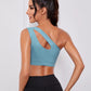 Harriet Single Strap Seamless Yoga Top - Sky Blue