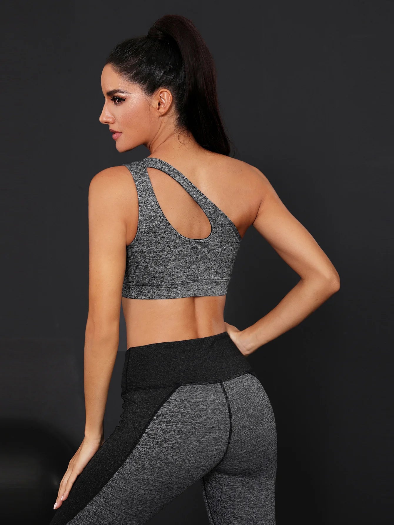 Harriet Single Strap Seamless Yoga Top - Dark Grey