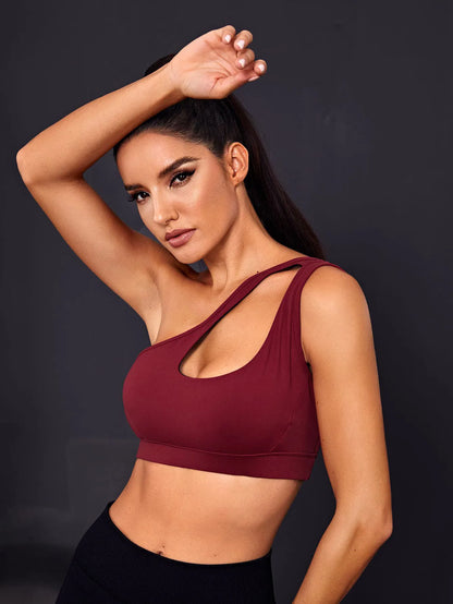 Harriet Single Strap Seamless Yoga Top - Cherry Red