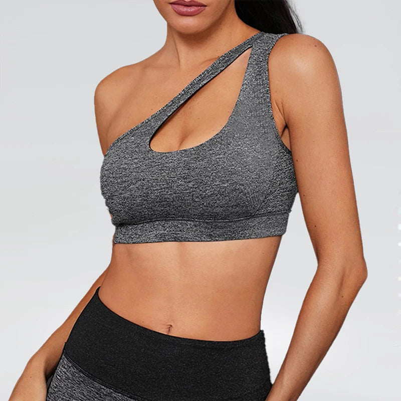 Harriet Single Strap Seamless Yoga Top - Dark Grey