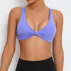 Halter Neckline Chest Twist Workout Top With Chest Pads - Purple