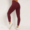 V-back Scrunch Seamless Leggings - Wine Red