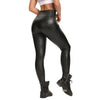 PU Leather Shaping Elasticated Leggings - Black Leopard