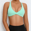 Halter Neckline Chest Twist Workout Top With Chest Pads - Green