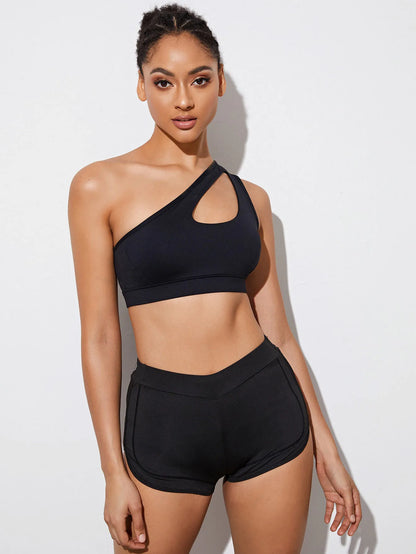 Harriet Single Strap Seamless Yoga Top - Black