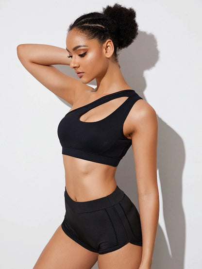 Harriet Single Strap Seamless Yoga Top - Black