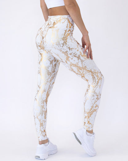 Scarlet Metallic Scrunch Leggings - Snow Gold