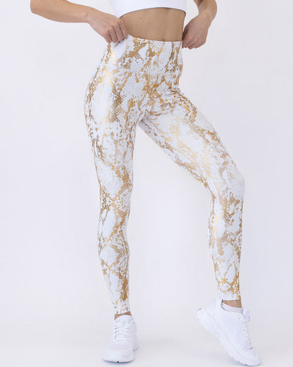 Scarlet Metallic Scrunch Leggings - Snow Gold