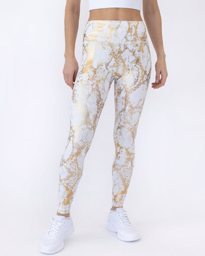 Scarlet Metallic Scrunch Leggings - Snow Gold