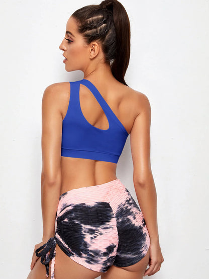 Harriet Single Strap Seamless Yoga Top - Blue