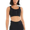 Adjustable Cropped Zip Up Sports Bra - Black