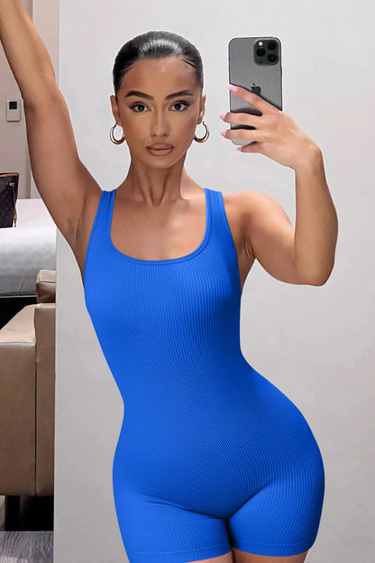 Ribbed Bodycon Romper - Royal Blue