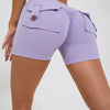 Scrunched Button Pocket Shorts - Light Purple