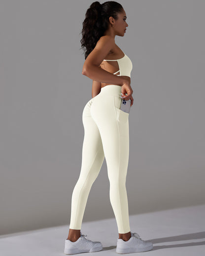 Selene Seamless Pocket Scrunch Leggings - Beige