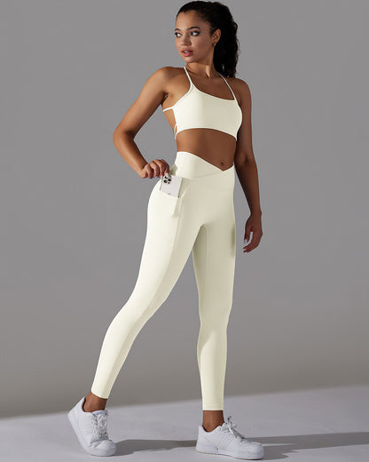 Selene Seamless Pocket Scrunch Leggings - Beige