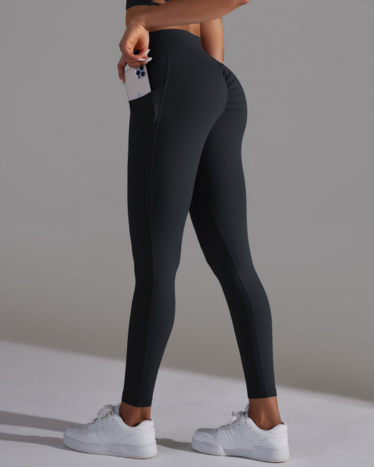 Selene Seamless Pocket Scrunch Leggings - Black