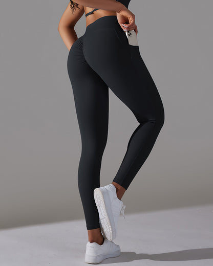 Selene Seamless Pocket Scrunch Leggings - Black