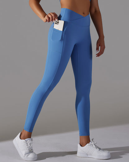 Selene Seamless Pocket Scrunch Leggings - Blue