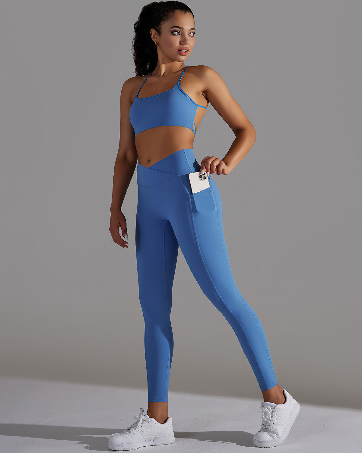 Selene Seamless Pocket Scrunch Leggings - Blue