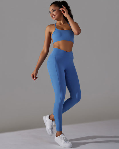 Selene Seamless Pocket Scrunch Leggings - Blue