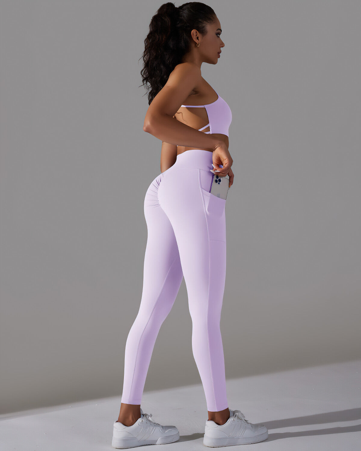 Selene Seamless Pocket Scrunch Leggings - Purple