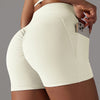 Selene Seamless Pocket Scrunch Shorts - Beige