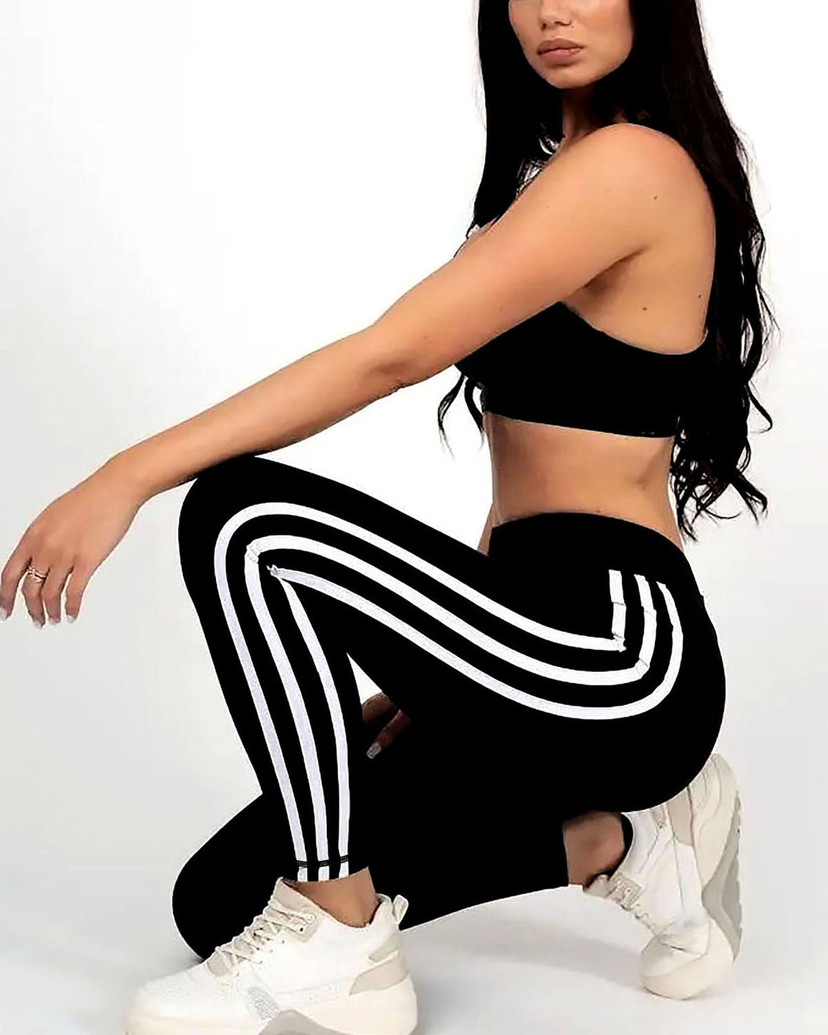 Tri-Stripe Leggings - Black White