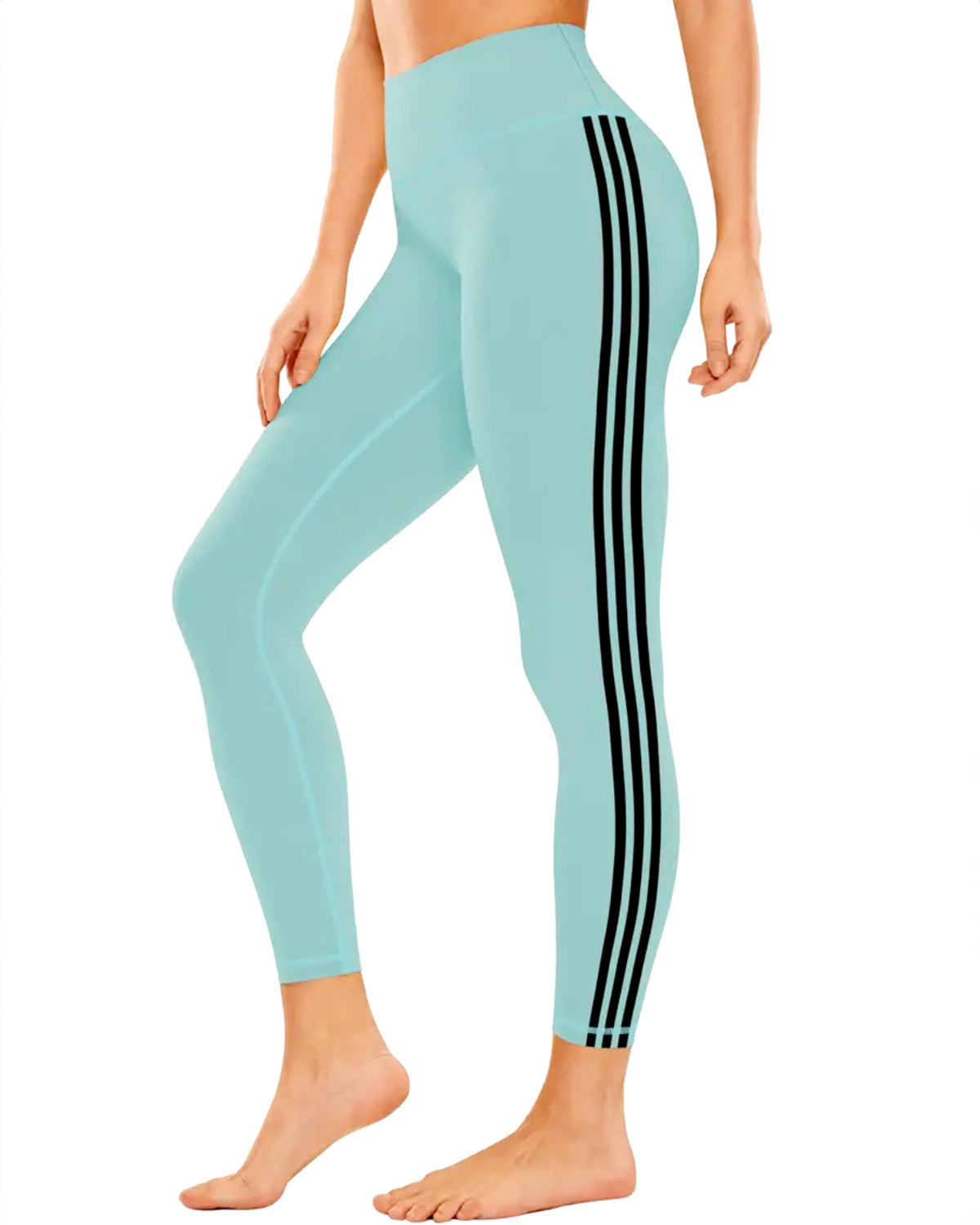 Tri-Stripe Leggings - Green Black