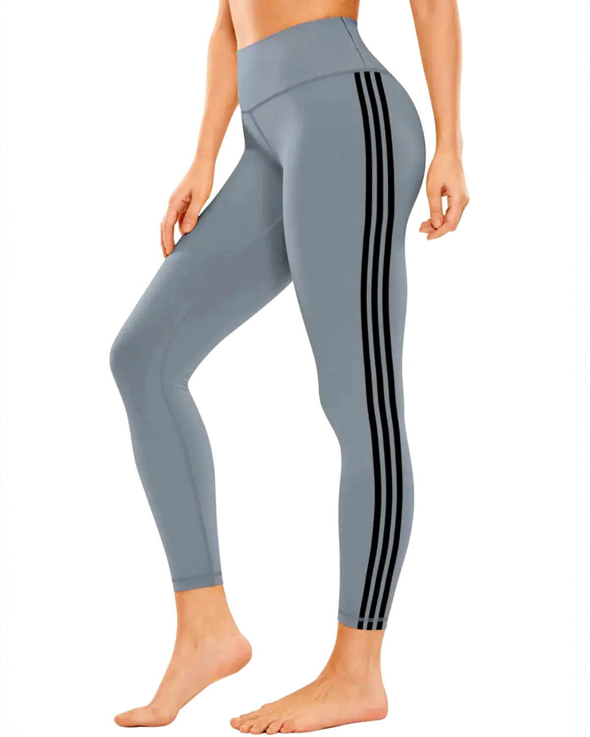 Tri-Stripe Leggings - Grey Black