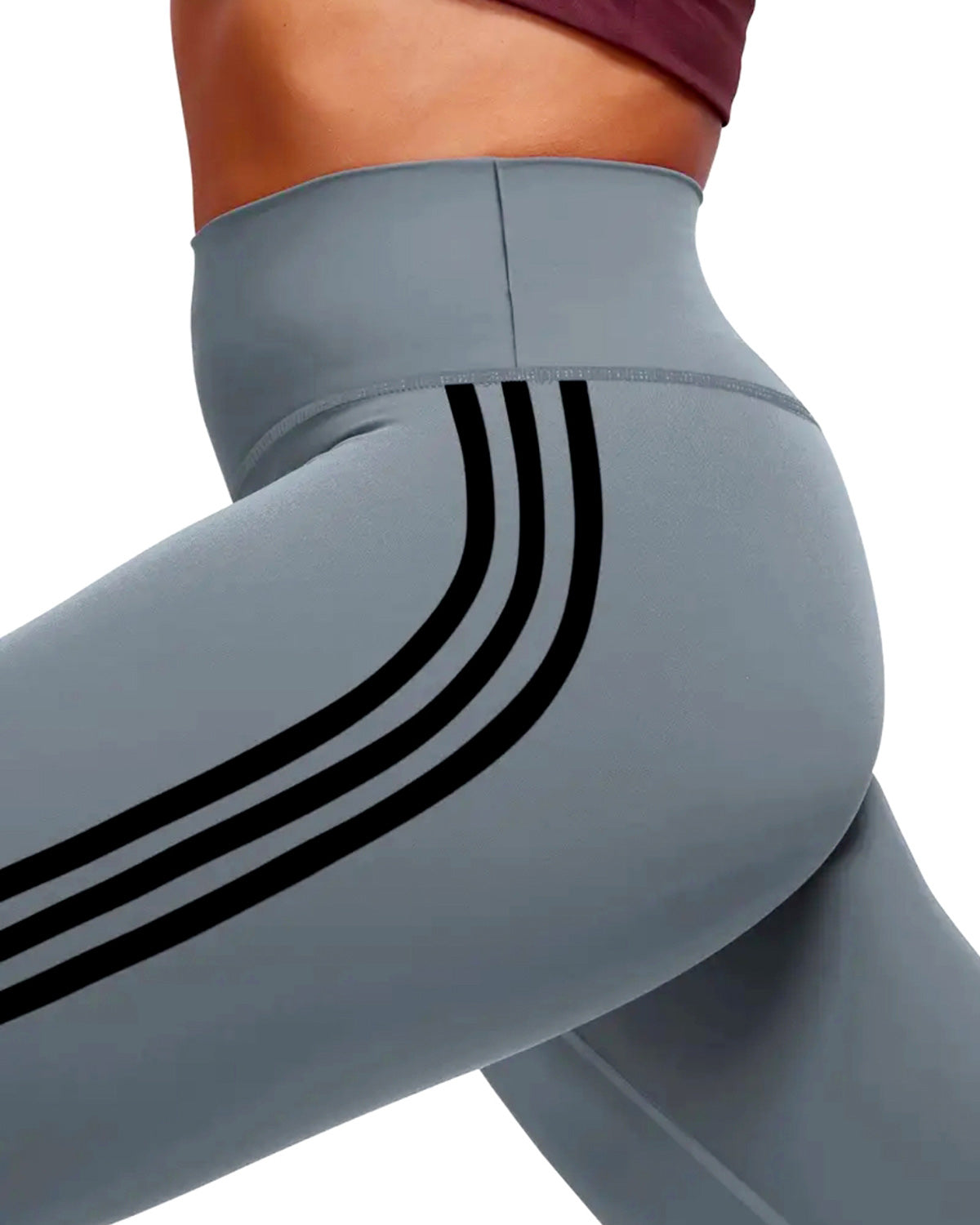 Tri-Stripe Leggings - Grey Black