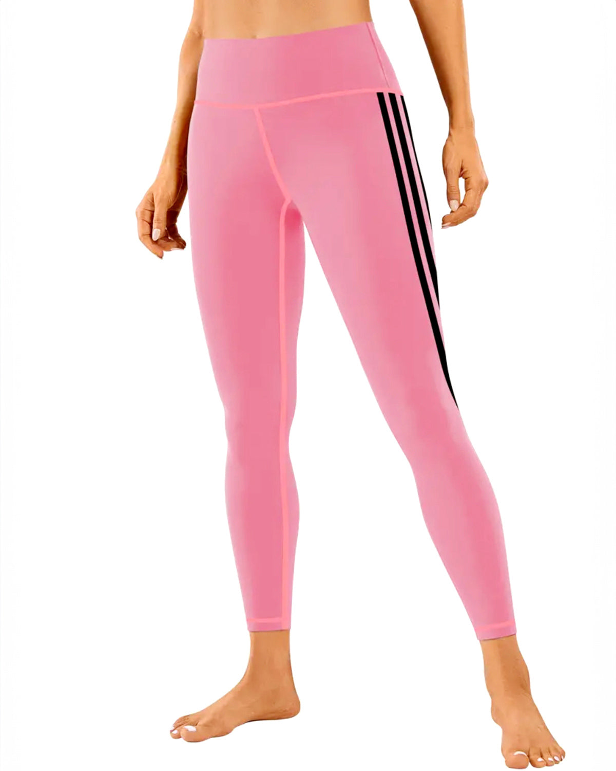 Tri-Stripe Leggings - Pink Black