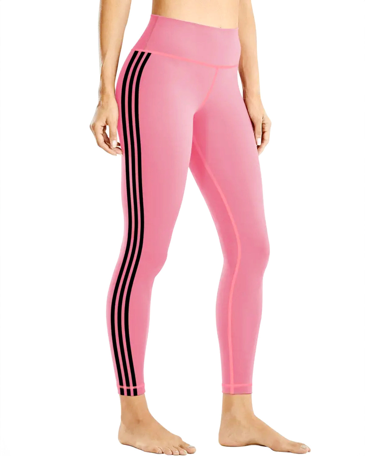 Tri-Stripe Leggings - Pink Black