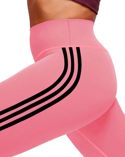 Tri-Stripe Leggings - Pink Black