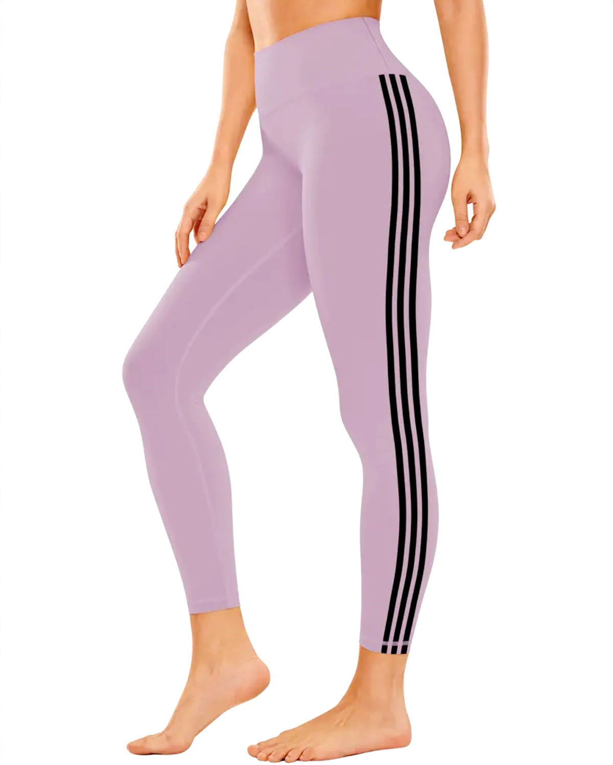 Tri-Stripe Leggings - Purple Black