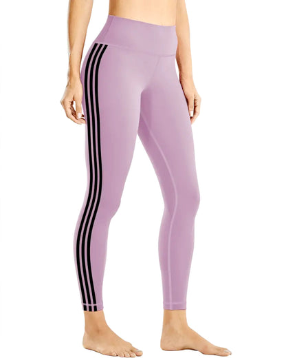 Tri-Stripe Leggings - Purple Black