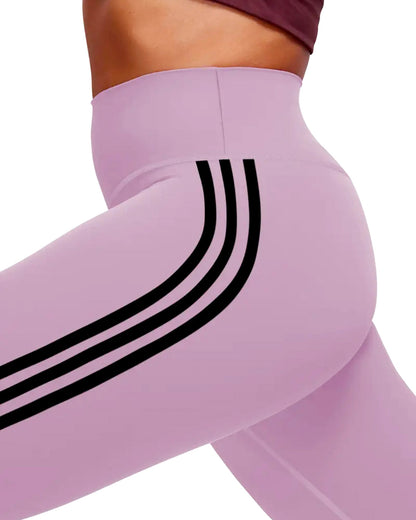 Tri-Stripe Leggings - Purple Black