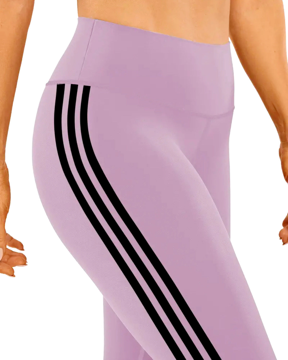 Tri-Stripe Leggings - Purple Black