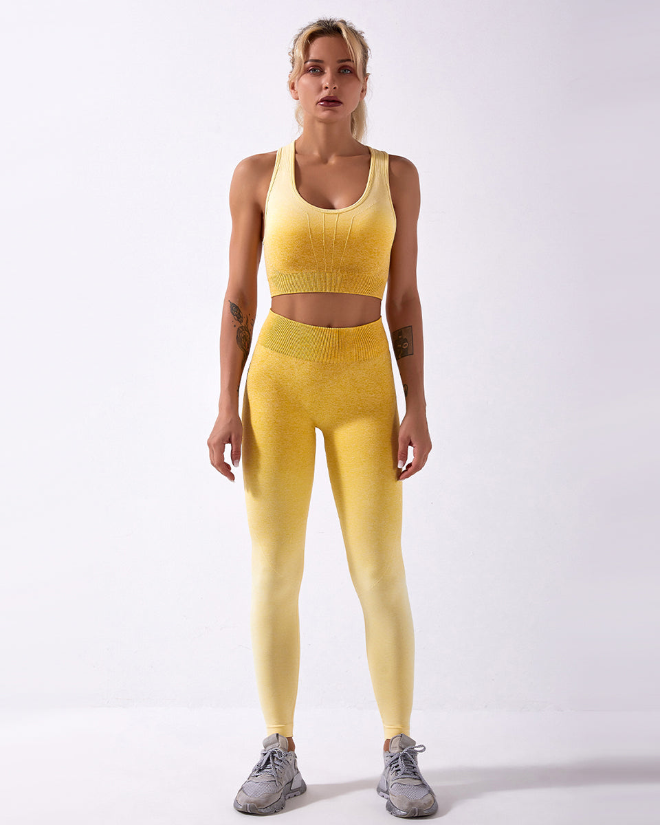 Calico Ombre Seamless Leggings - Yellow