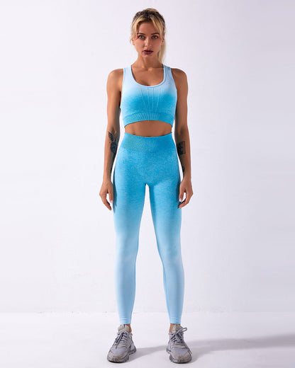 Calico Ombre Seamless Leggings - Sky Blue