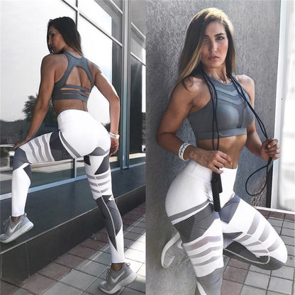 Abstract Lift Fitness Leggings - White