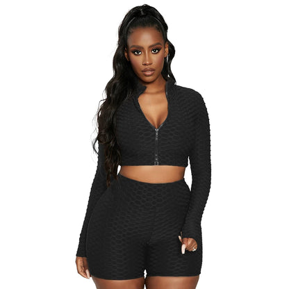 BOOTY LIFTING X ANTI-CELLULITE SHORTS & TOP SET - MIDNIGHT BLACK