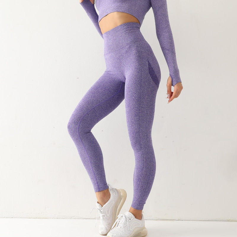 Seamless Scrunch Butt Leggings - Purple