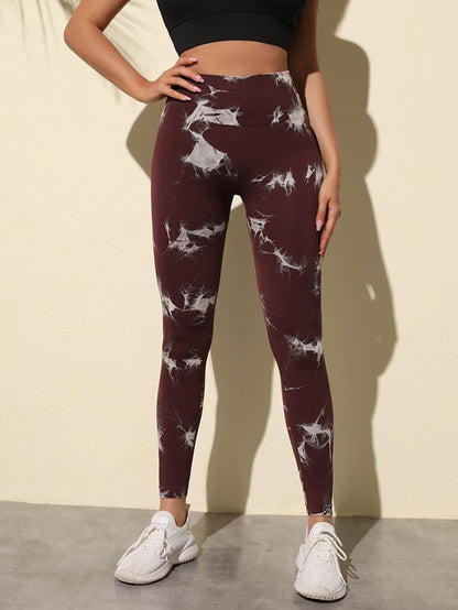 Luna High-waisted Marble Leggings - Dark Brown