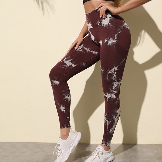 Luna High-waisted Marble Leggings - Dark Brown